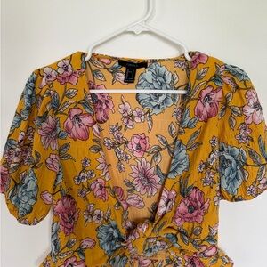 Forever 21 Yellow Floral Blouse